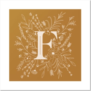 Botanical Letter F (Mustard Yellow) Posters and Art